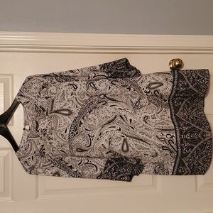 LOFT Black and White Paisley Midi Dress